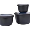 Mepal - Set di 3 Contenitori Cirqula Rotondo - Contenitori per Alimenti con Coperchio - Adatti come Contenitori Ermetici per Frigo, Freezer, Microonde - 500 ml, 1000 ml & 2000 ml - Nordic black