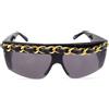 CHANEL Pre-Owned - Occhiali da sole squadrati anni '80-'90 - Donna - plastica/placcatura in oro/pelle - Taglia unica - Nero