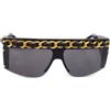CHANEL Pre-Owned - Occhiali da sole a maschera Pre-owned anni '80-'90 - Donna - plastica/placcatura in oro/pelle - Taglia unica - Nero