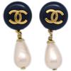 CHANEL Pre-Owned - Orecchini a clip CC con finte perle 1992 - Donna - placcatura in oro/acrilico/resina - Taglia unica - Nero