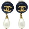CHANEL Pre-Owned - Orecchini CC pendenti con perle sintetiche Pre-owned 1996 - Donna - placcatura in oro/acrilico/resina - Taglia unica - Nero