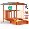 Spielwerk Sabbiera con Tetto 133x127x137cm Protezione UV 50 Legno Naturale Sandbox Bambini Gioco Esterno Playhouse