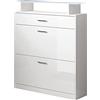 MB Muebles Bonitos, Scarpiera Ingresso Paola, LED, Melamina, Bianco, 89x105x24cm