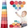 MOYKSRR Giocattoli Impilabili per Bambini, 10 Pz Tazza Impilabile, Giocattoli da Bagno per Bambini, Giochi Montessori, Giochi Spiaggia Bambini, Giochi ducativi per Bambini 0-3 Anni (Arcobaleno)