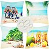 Velvhom Set di 4 Federe Estive in Lino Impermeabili Spiaggia Infradito Albero di Cocco Bohemia Copricuscini per Camera da Letto Divano Poltrona Giardino 50x50 cm