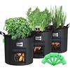 VOUNOT® Set di 3 Sacchi per Piante in Tessuto Non Tessuto 43L, Vasi di Coltivazione con Finestra Maniglie e Etichette, Grow Bag Borse per Piantare Verdure e Frutta