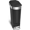 simplehuman CW1390 cestino sottile con pedale e bordo per sacchetti, pattumiera da cucina, nero plastica, 40 L