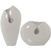 DONREGALOWEB Set di 2 vasi con forma in ceramica bianca lucida 23x12x35cm e 34x13x28cm