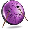 LEKATO Tamburo a percussione con chiave a D, 11 note, 15,2 cm, in acciaio viola perlescente, strumento a percussione per educazione alla meditazione, kit regalo per principianti