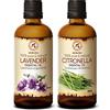 AROMATIKA trust the power of nature Olio Essenziale di Lavanda - Olio Essenziale di Citronella 2x100ml - Lavandula Angustifolia - Cymbopogon Winterianus - Puro e naturale per la sauna - Per il buon umore - Massaggi - Aromaterapia