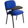 Notek Srl 6 sedie Impilabili in Tessuto con Ribaltina scrittoio tavoletta per studio sala conferenza convegni (Blu)