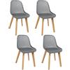 Belfoyer Set di 4 sedie di design per cucina, sala da pranzo, plastica, grigio