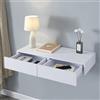 [en.casa] Mensola con 2 Cassetti Affiancati Consolle da Parete con Doppio Cassetto Mensola da Muro Comodino Sospeso 80 x 35 x 12 cm - Bianco