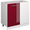 Vicco Mobile ad angolo cucina R-Line, Rosso lucido, 86 cm senza piano di lavoro