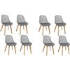 Belfoyer Set di 8 sedie design per cucina, sala da pranzo, plastica, grigio