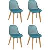 Belfoyer Set di 4 sedie di design per cucina, sala da pranzo, plastica, blu