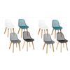 Belfoyer Set di 8 sedie di design per cucina, sala da pranzo, in plastica, multicolore