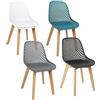 Belfoyer Set di 4 sedie di design per cucina, sala da pranzo, in plastica, multicolore