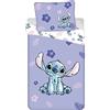 Jerry Fabrics Biancheria da letto Disney Lilo e Stitch con fiori, foglie, viola, Hawaii, piumone 140 x 200 + cuscino 70 x 90 cm 100% cotone