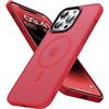ONOFSO Cover Magnetica per iPhone 14 Pro Max 6,7Pollici[Compatibile Con MagSafe][Protezione di Livello Militare] Custodia per Cellulare Opaca Semitrasparente Anti-impronte, Rosso Pesca