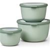 Mepal - Set di 3 Contenitori Cirqula Rotondo - Contenitori per Alimenti con Coperchio - Adatti come Contenitori Ermetici per Frigo, Freezer, Microonde - 500 ml, 1000 ml & 2000 ml - Nordic sage