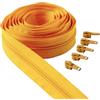 IPEA Cerniera Lampo Catena Continua Gialla - Lunga 5 Metri + 15 Cursori in Metallo - Made in Italy - Catena misura #5 - Cerniere in Nylon - Zip - Tagliabile per Cucito al Metro - Larga 30 mm - Giallo