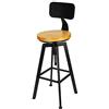 Futchoy Set di 2 sgabelli da bar, sedie da cucina, design industriale, in legno e metallo, altezza regolabile: 64-84 cm