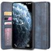 Sinyunron Cover Compatibile con LG Q7 Custodia in Pelle PU,Flip Case Wallet Cellulare Caso Portafoglio in Pelle Retrò(Blu)