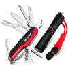 Morpilot Coltello Multiuso e Pietra Focaia Set 15 in 1 Coltello Multiuso e 5 in 1 Fire Starter con Fischietto e Bussola per Il Campeggio, Escursioni e Emergenze