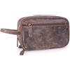 Bucklestone - Beauty Case da Viaggio in Pelle - Borsa da Toilette Media - Necessaire Uomo - Wash Bag - Borsa Pochette per Cosmetici - Durham - Marrone
