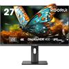 KOORUI 27 Pollici Monitor, Display 4K UHD (3840 * 2160p), Monitor PC Verticale 60hz (IPS, Eye Care, HDR400, 100% SRGB, VESA 100x100mm, Regolabile in Altezza) - 27N7U Nero