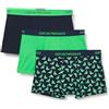 Emporio Armani Cotton Pure Cotton 3-Pack Trunk, Boxer Uomo, Multicolore (Fluo Green-Printed Marine-Marine), L