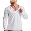 Ychnaim T-Shirt da Uomo a Maniche Lunghe Casual in Cotone con Bottoni a Maniche Lunghe con Tasca Color Bianca Size XL