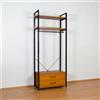 LIBEROSHOPPING Armadio in metallo nero 80x37 cm doppio cassetto ripiani legno e appendiabiti