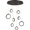 Ondaluce Lampada a sospensione 60 cm in metallo verniciato 8 Luci NERO a Led PINTA