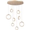 Ondaluce Lampada a sospensione 60 cm in metallo verniciato 8 Luci ORO a Led PINTA