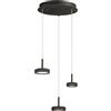 Ondaluce Lampada a sospensione NINA in metallo verniciato 45 cm Nero 3 Luci Led