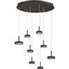 Ondaluce Lampada a sospensione 60 cm NINA in metallo verniciato Nero 8 Luci Led