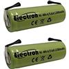 Electron 2x Batteria ricaricabile Ni-Mh 4/5AA 4/5 AA 1,2V 1200mAh 42x14mm con lamelle linguette terminali a saldare per pacco pacchi batteria