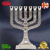 Portacandela Decorativo Judaica Argento Menorah A 7 Bracci Hanukkah Regalo
