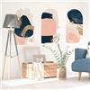 Ambiance Sticker Carta da parati non tessuta pre-incollata affreschi giganti - archi astratti rosa e blu - adesivo decorativo - 60 x 90 cm