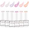 Nicedeco 4 in 1 Professionale Base Rubber Gel Kit Smalto Semipermanente Nudo per Unghie UV LED Soak Off Gel Set 38, 6X8ML