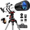 Dianfan Telescopio,90 mm 800 Telescopio Astronomico Adulti Bambini,32X-240X Telescopi Rifrattore Portatile per Principianti,con Treppiede Inossidabile e Adattatore per Telefono, Borsa