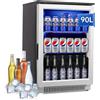 Weili Frigorifero Per Bevande, Mini Frigo 90L Con Porta in Vetro, Mini Frigorifero con Ripiano Regolabile, per birre e energy drink, per attività gastronomiche, bar e negozi, Frigo Bar 3-10°C