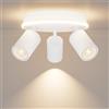 Klighten Faretti da Soffitto Orientabili Rotondo Bianco, con 3 Attacco GU10+ 6,5W LED, Plafoniera 3 Luci, Plafoniera Faretti per Cucina, Soggiorno, Camera da Letto, GU10 Lampadina Non Inclusa