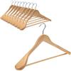 Hangerman Grucce in legno naturale, confezione da 10 grucce appendiabiti in legno, rivestimento lucido con spalla extra larga, ganci girevoli a 360°, barra antiscivolo con vite