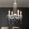 QAREHL Lampadario a Sospensione Industrial 4 Luci Cristallo Classico Bianco per Soggiorno Cameretta Sala da Pranzo