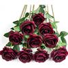 DuHouse 10 rose finte artificiali in seta con fiori di rose finte, bouquet lungo per arrangiamento, centrotavola per matrimoni, feste, casa, cucina(bordeaux)