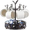 Ouseen Porta tazze da caffè con contenitore per cialde di caffè, albero porta tazze girevole a 6 capacità, accessorio per bancone caffè e organizzatore da cucina