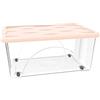 REPLOOD Cesta Box Storage da 30 45 e 60LT con 4 Ruote Ceste Salvaspazio Con Coperchi Vari Colori Ceste per Cambio Stagione (45Lt - 40x60xh25, Rosa)